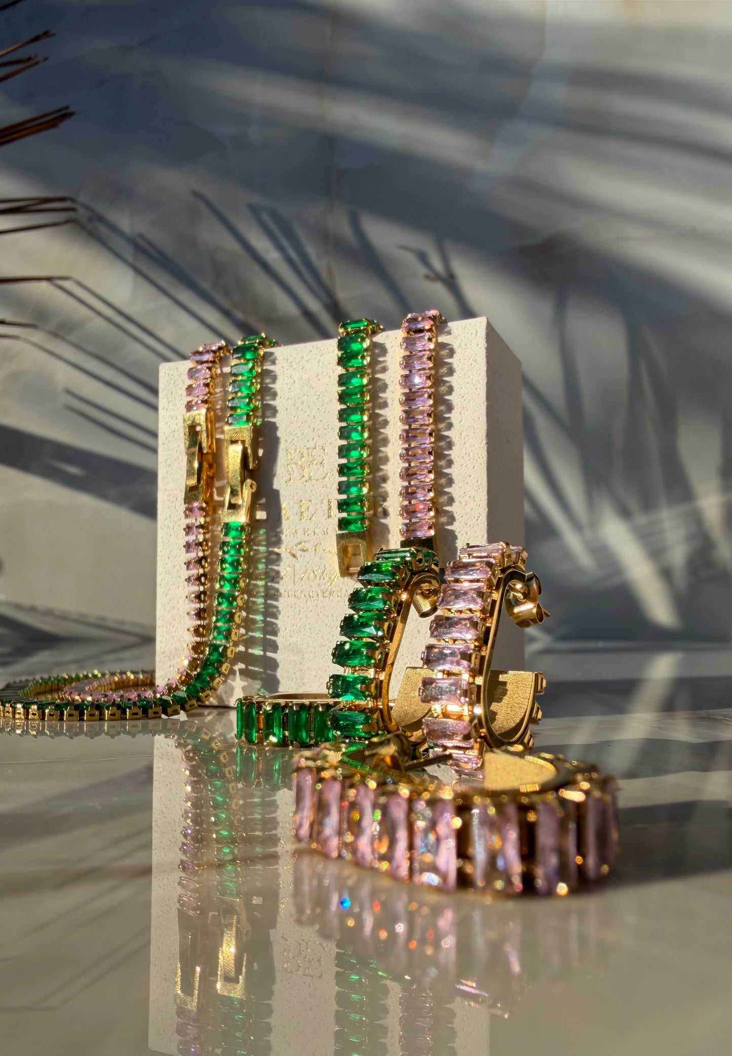 SQUARED DEA ❥ Orecchini Gold/Verde - BELLAETEREA