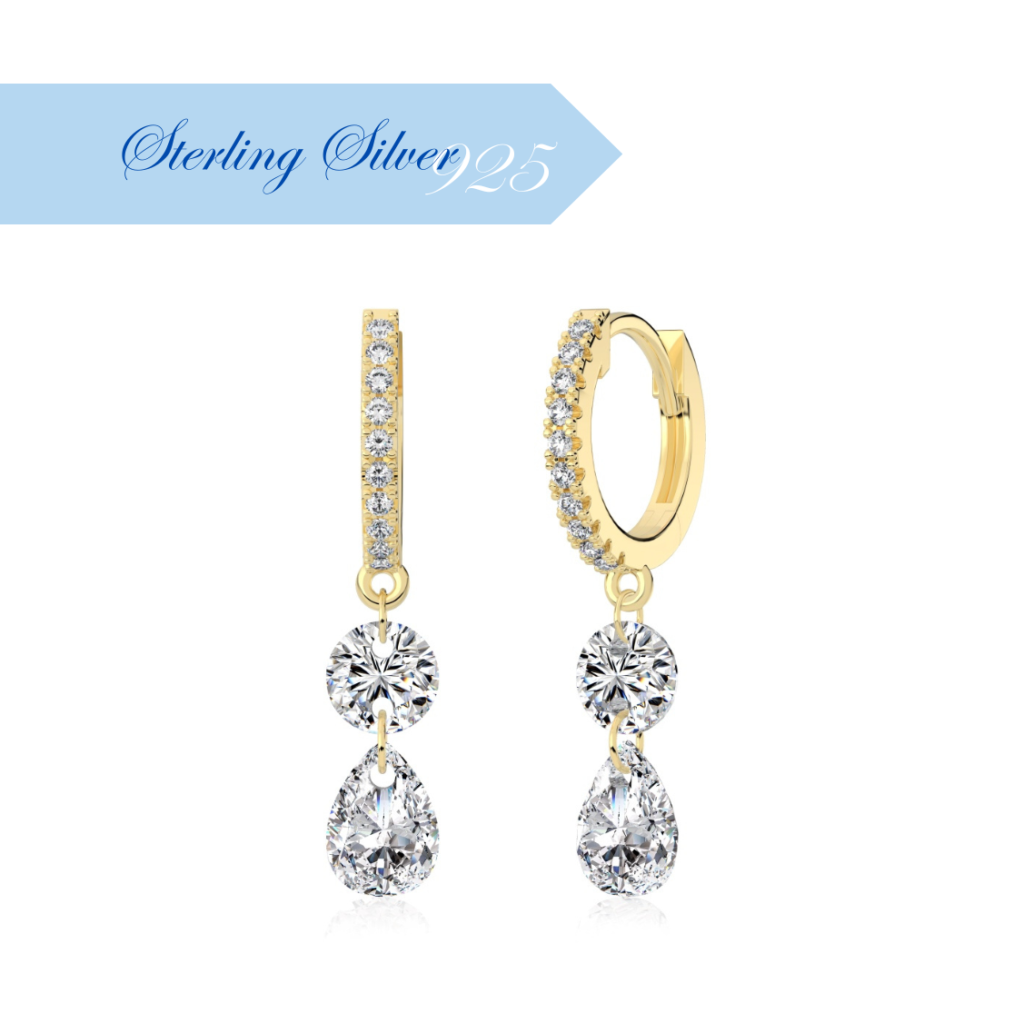 JENDEAR Orecchini A Perno In Argento 925 Con Pietre Naturali, Placcati Oro 18k, 15mm, Ipoallergenici, Regalo Donna