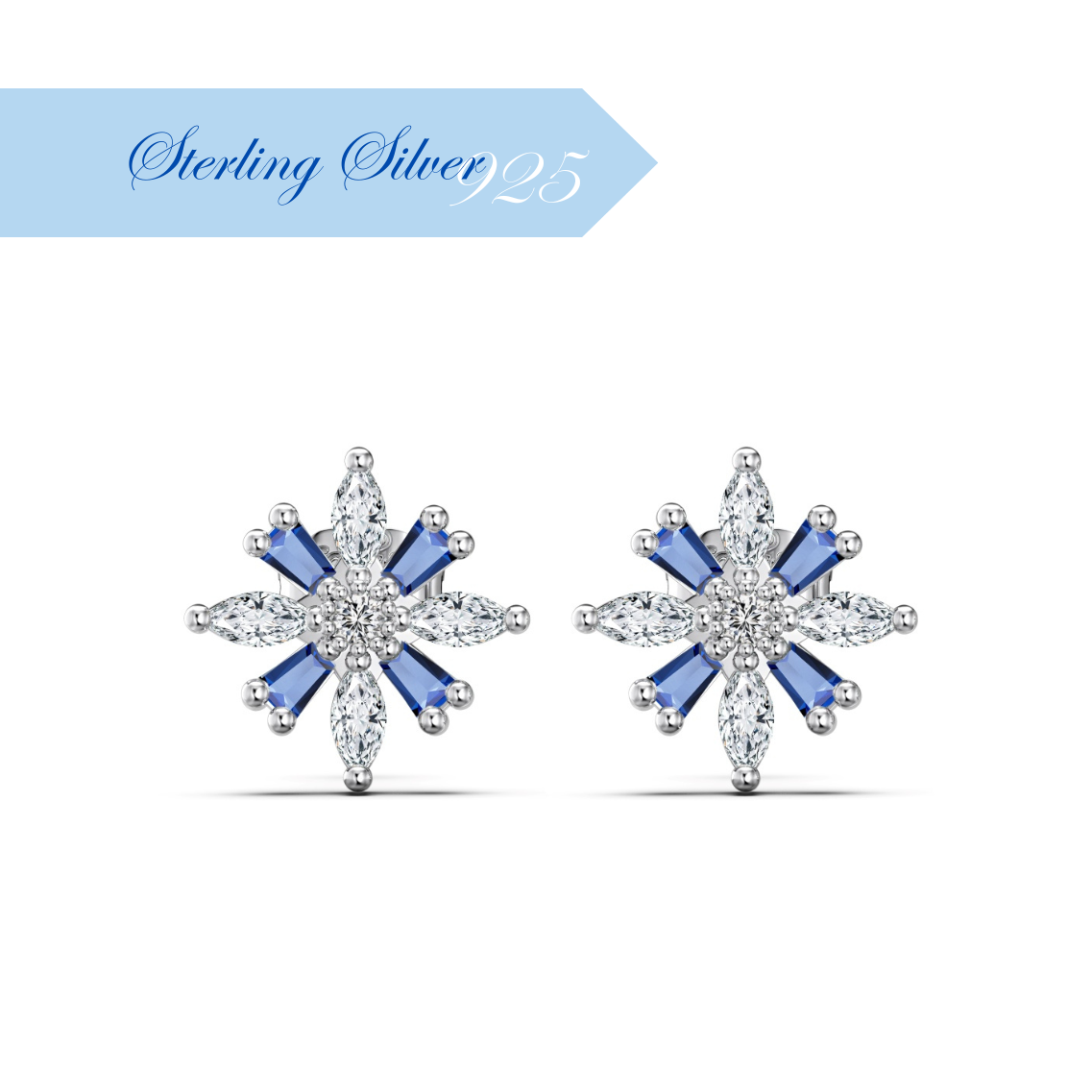 CRISTALLE ✧ 925 SILVER/Blue Earrings