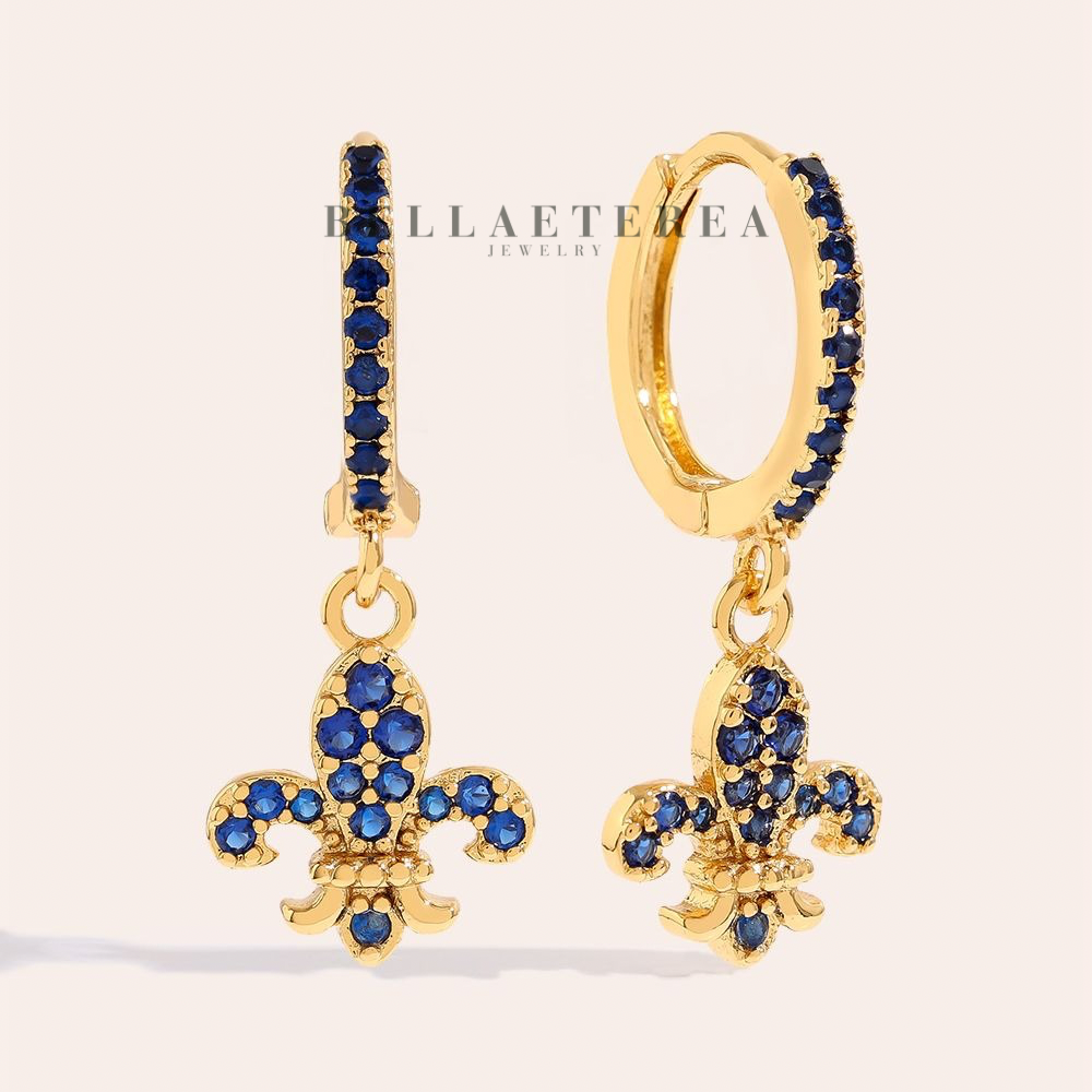 FLEUR DE LYS ❥ Orecchini Gold/Blue