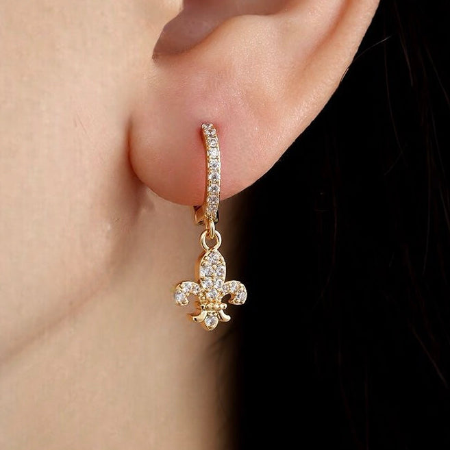 FLEUR DE LYS ❥ Orecchini Gold/White