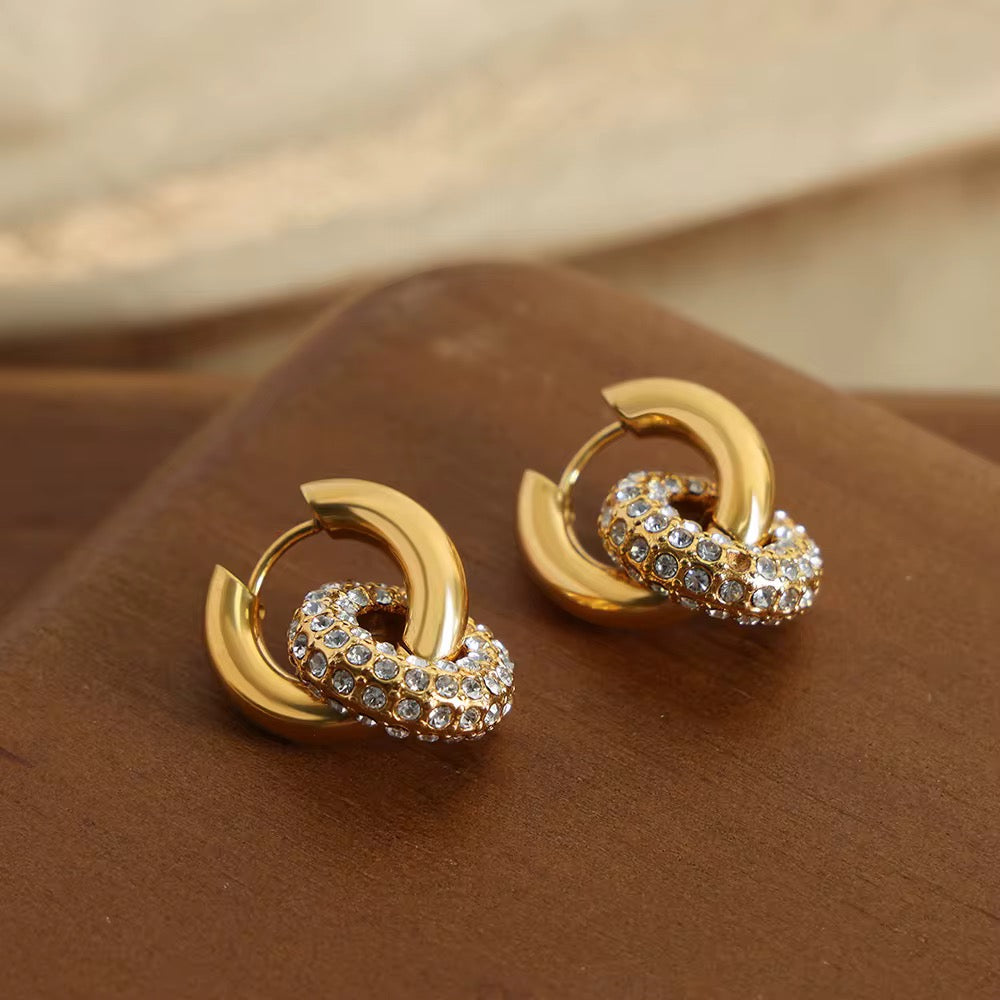 JASMINE HALO ❥ Orecchini Gold/White - BELLAETEREA