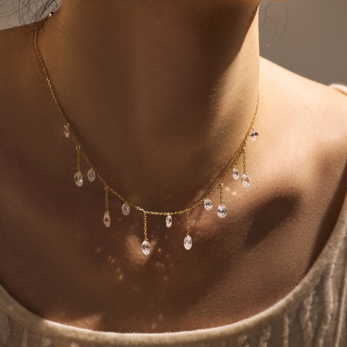 CRYSTAL FALL ✧ 925 SILVER/14k Gold Necklace