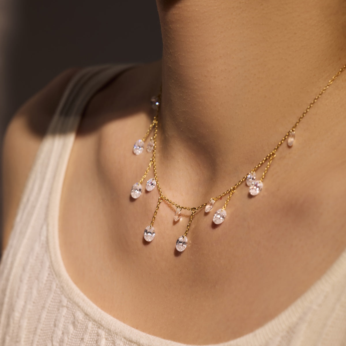 CRYSTAL FALL ✧ 925 SILVER/14k Gold Necklace