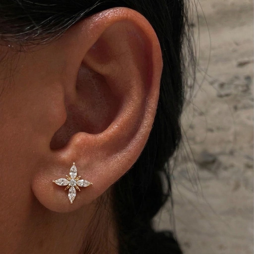 SNOW FLAKE ❥ Gold Earrings
