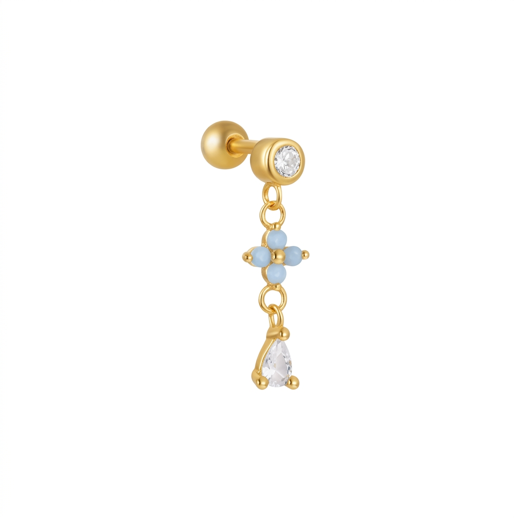 AZURE BLOOM DROP ✧ Piercing ARGENTO 925/Gold - BELLAETEREA