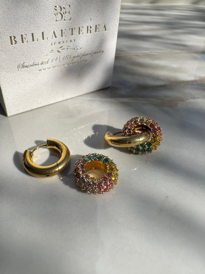JASMINE HALO ❥ Orecchini Gold/Candy Mix - BELLAETEREA