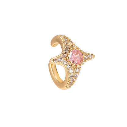 PAVÈ STAR ❥ Ear Cuff Gold/Pink