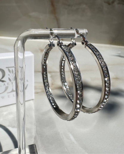 DIAMOND HOOPS ❥ Orecchini Silver