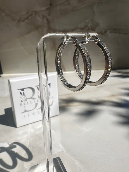 DIAMOND HOOPS ❥ Orecchini Silver