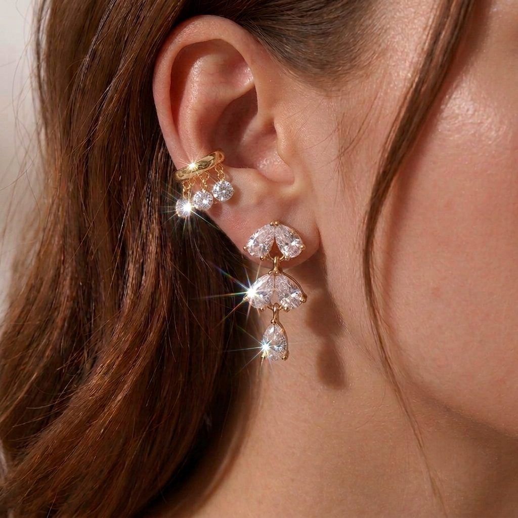 LOTUS ❥ Orecchini Gold/White