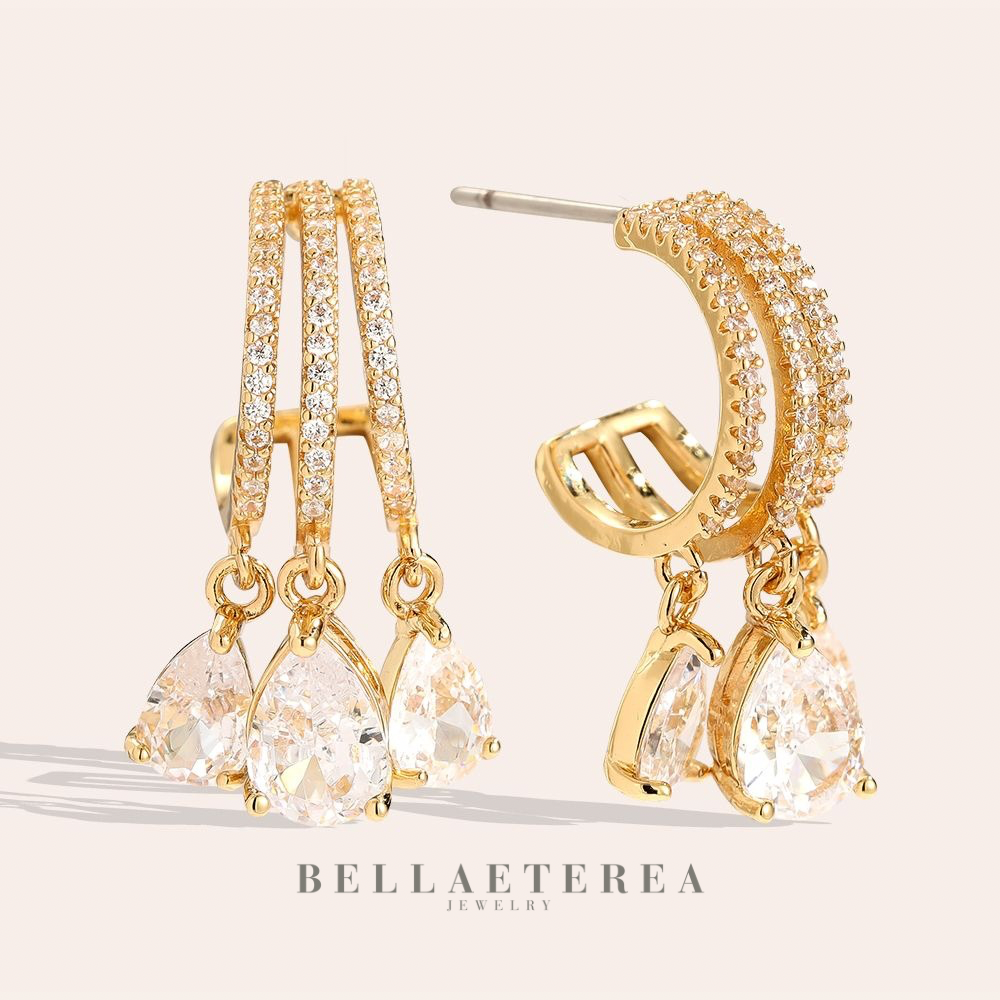 PENDENTI AURORA ❥ Gold/White Earrings