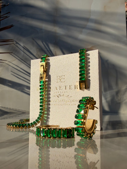 SQUARED DEA ❥ Orecchini Gold/Verde - BELLAETEREA