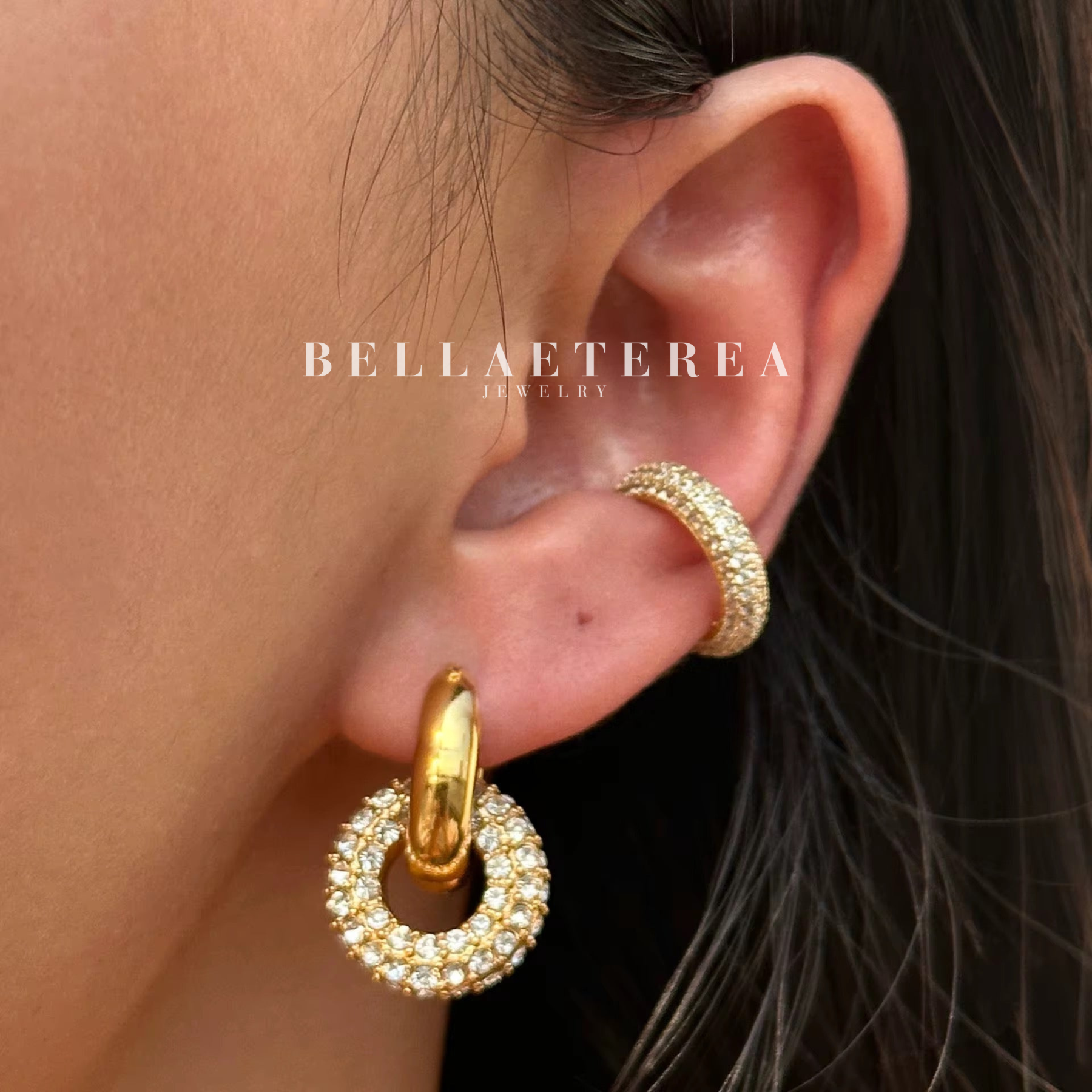 JASMINE HALO ❥ Orecchini Gold/White - BELLAETEREA