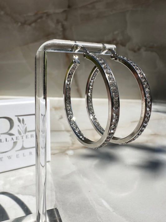 DIAMOND HOOPS ❥ Orecchini Silver