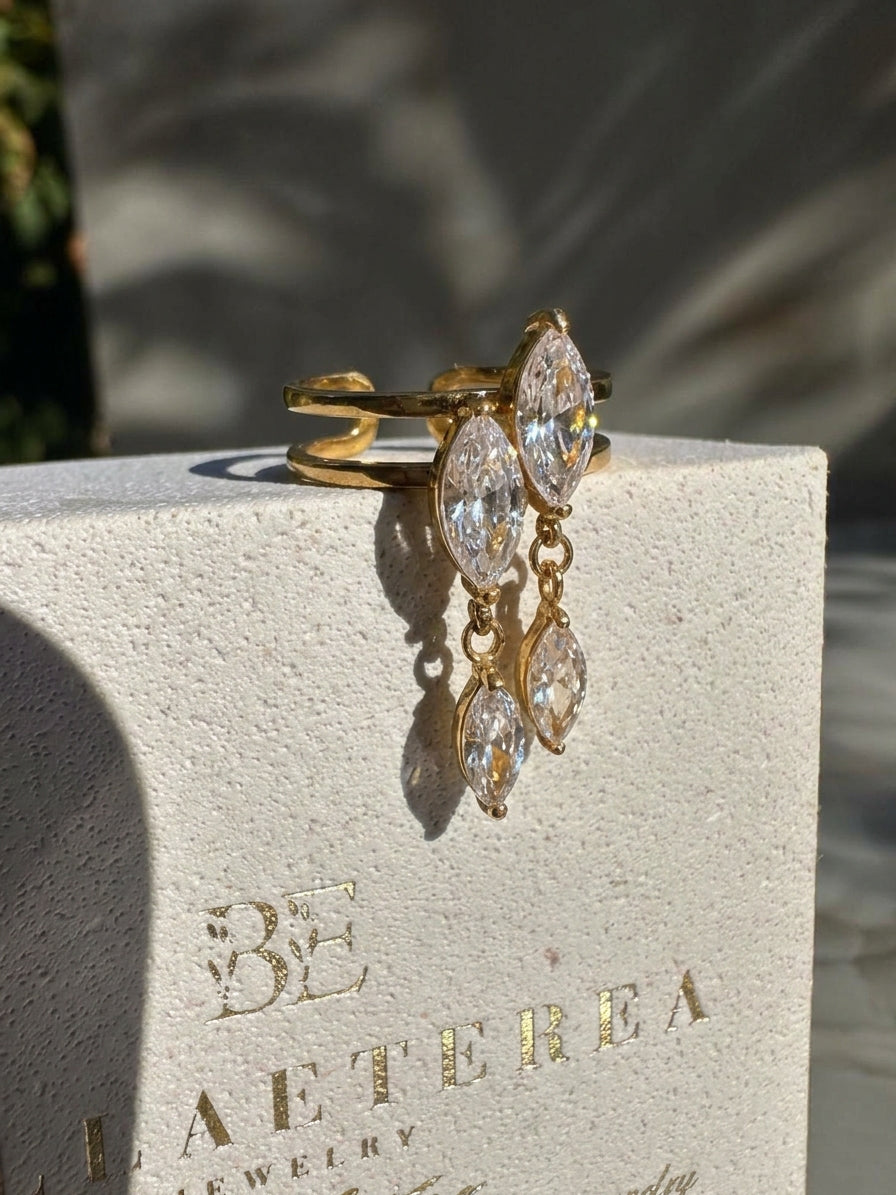 MARQUISE DOUBLE DROP ❥ Anello
