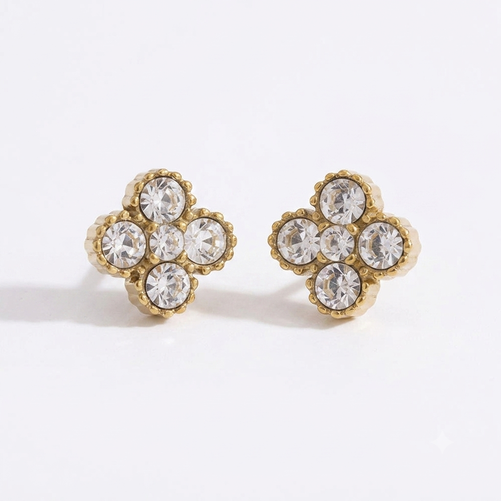 LAWRAH STUD ❥ Orecchini Gold/White