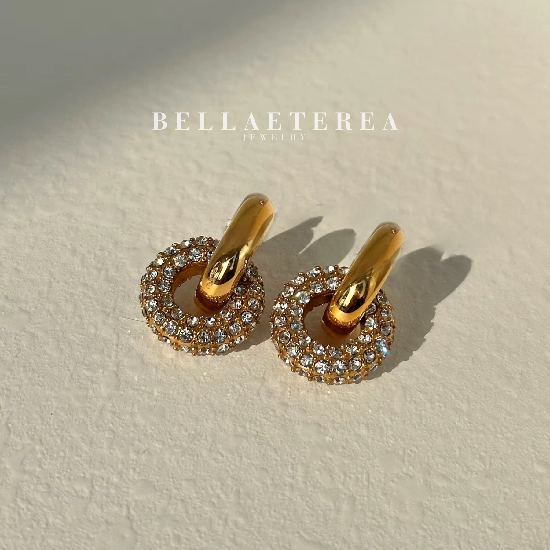 JASMINE HALO ❥ Orecchini Gold/White - BELLAETEREA