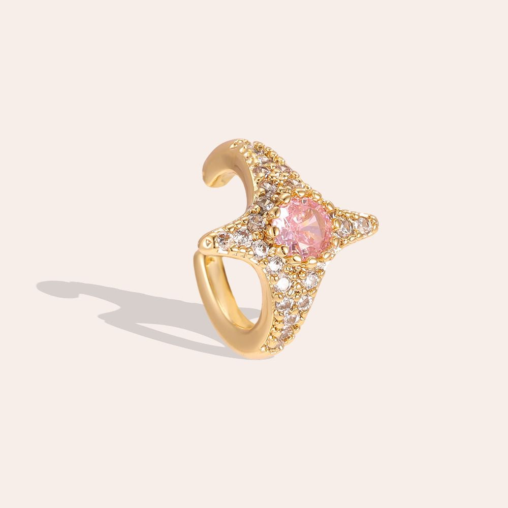PAVÈ STAR ❥ Ear Cuff Gold/Pink