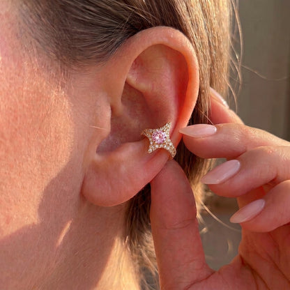 PAVÈ STAR ❥ Ear Cuff Gold/Pink