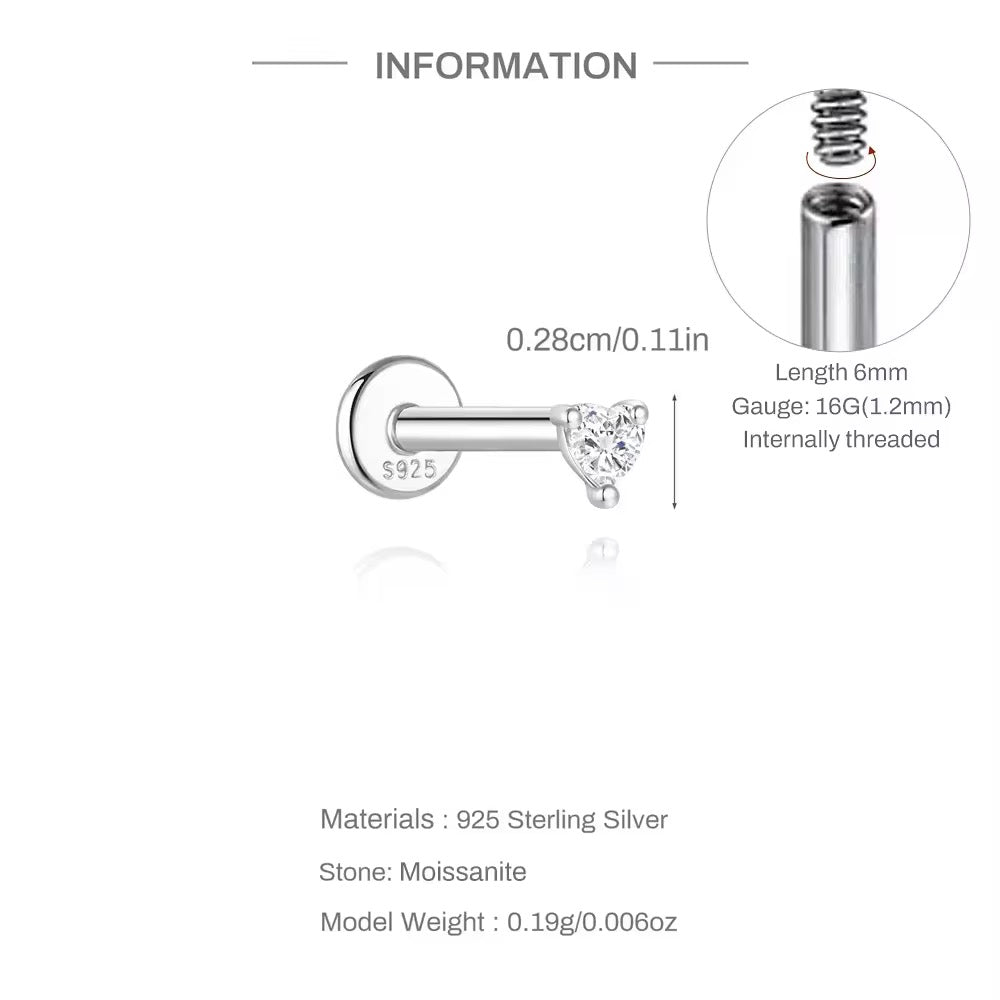 HEART ✧ Piercing ARGENTO 925 & Moissanite