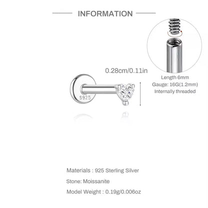 HEART ✧ Piercing ARGENTO 925 & Moissanite