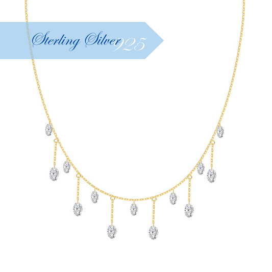 CRYSTAL FALL ✧ 925 SILVER/14k Gold Necklace