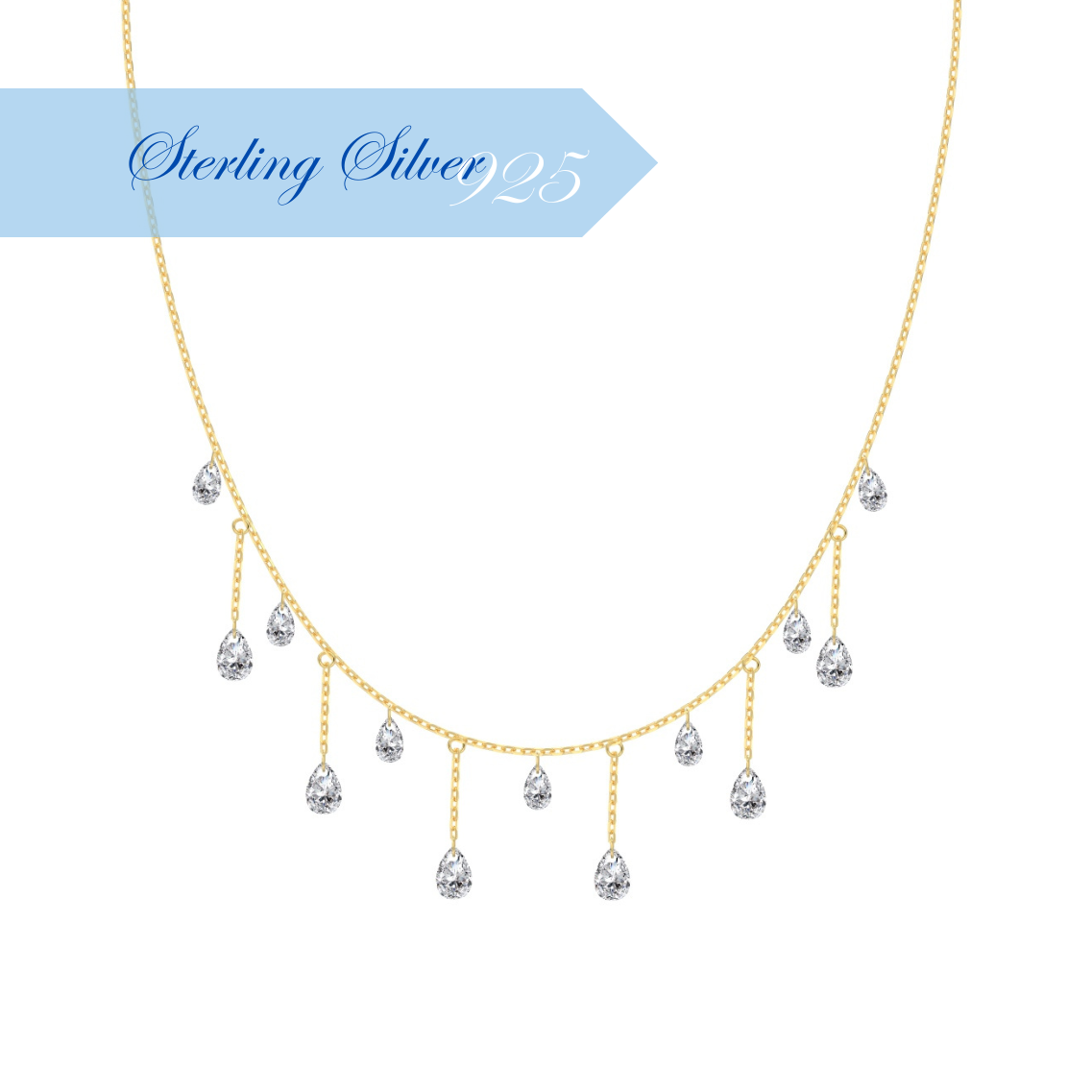 CRYSTAL CASCADE ✧ Collana ARGENTO 925/Gold 14k