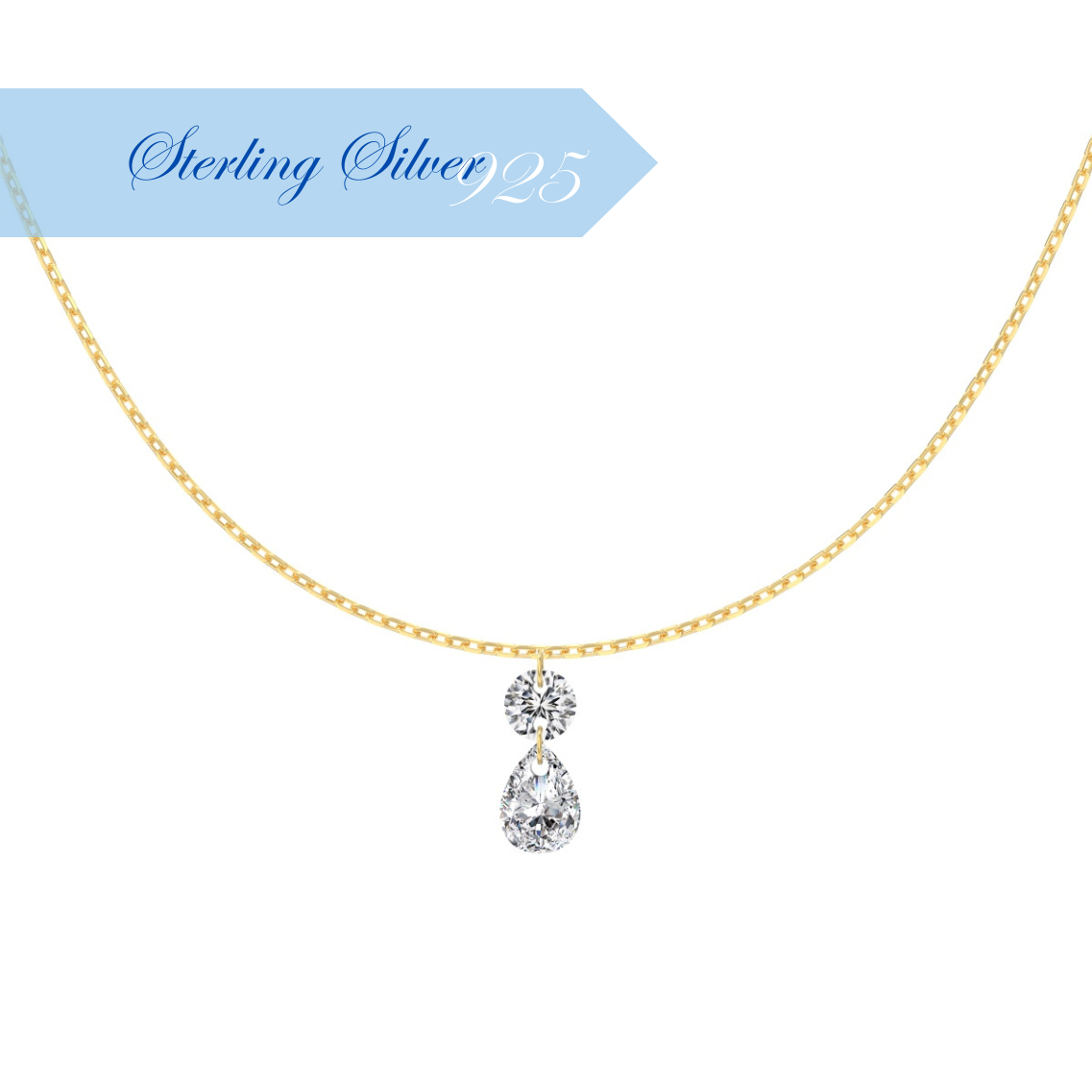 CRYSTAL TEAR ✧ Collana ARGENTO 925/Gold 14k