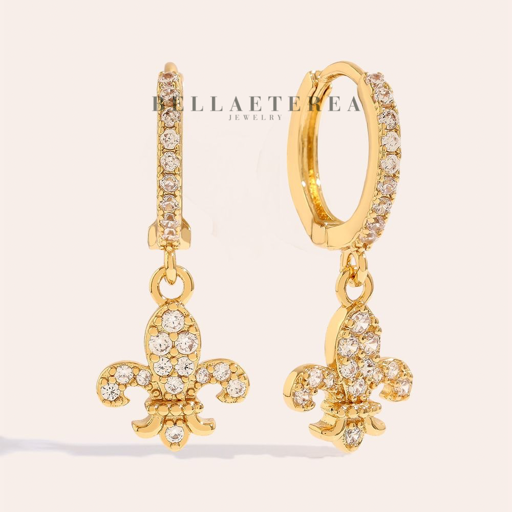 FLEUR DE LYS ❥ Orecchini Gold/White