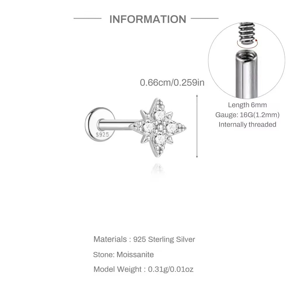 POLAR ✧ Piercing ARGENTO 925 & Moissanite