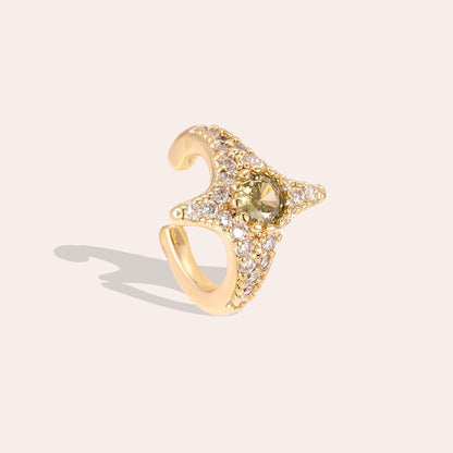 PAVÈ STAR ❥ Ear Cuff Gold/Green