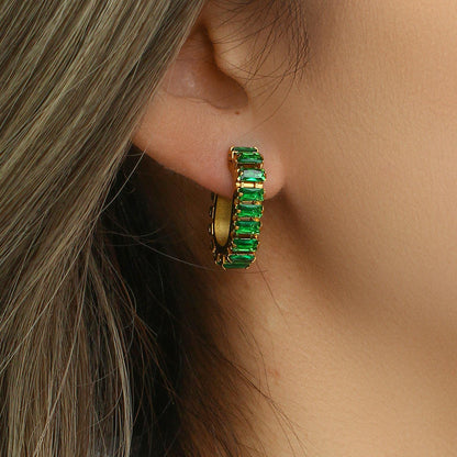 SQUARED DEA ❥ Orecchini Gold/Verde - BELLAETEREA