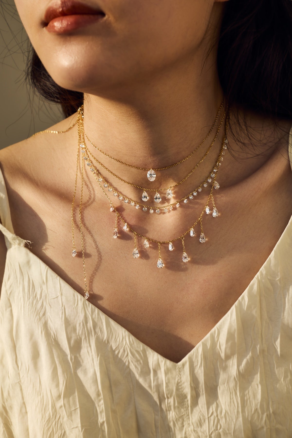 CRYSTAL CASCADE ✧ Collana ARGENTO 925/Gold 14k