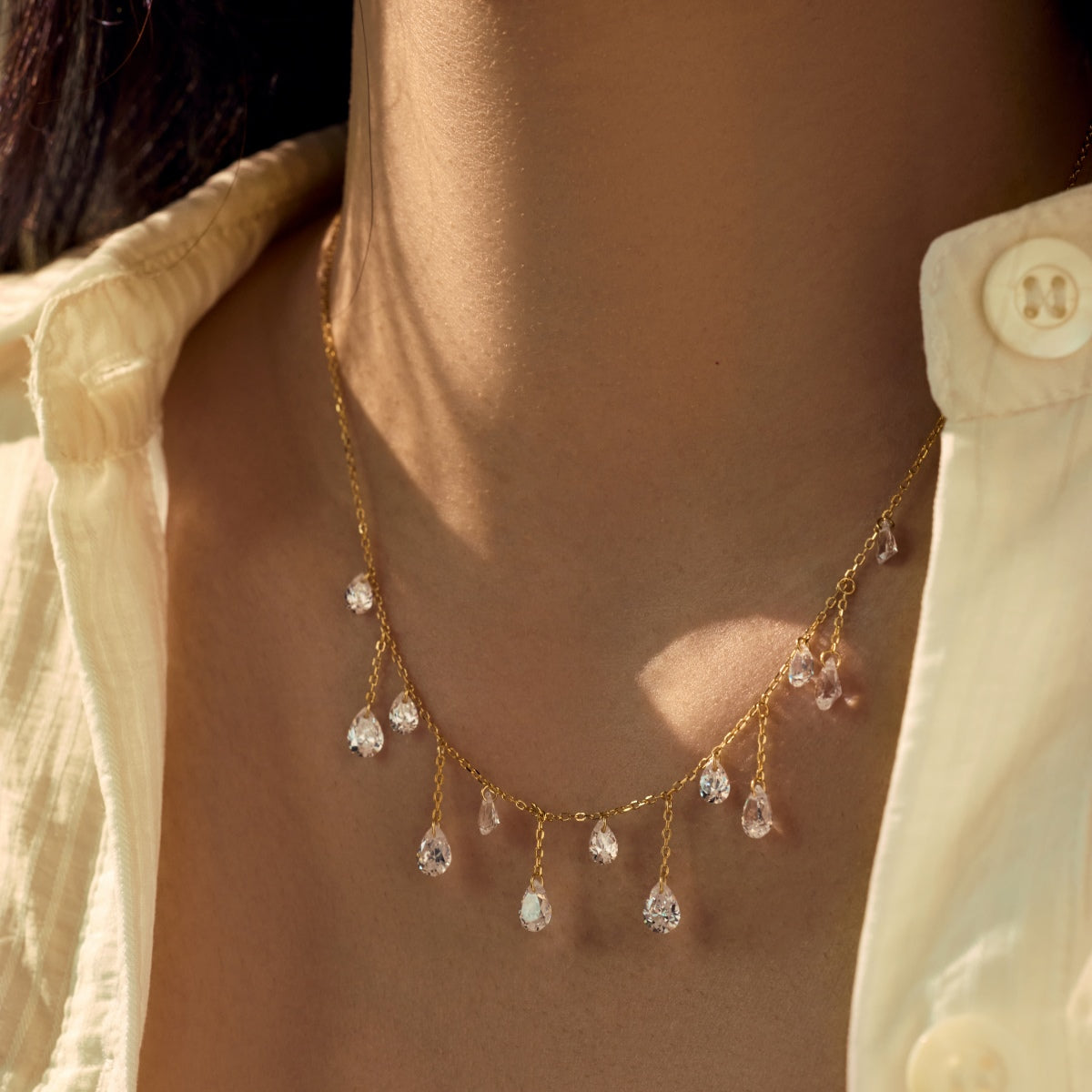 CRYSTAL CASCADE ✧ Collana ARGENTO 925/Gold 14k