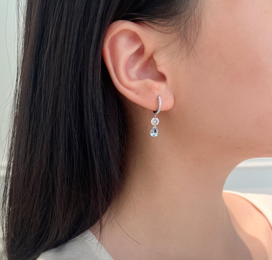 CRYSTAL FALL ✧ Orecchini ARGENTO 925/Acquamarina